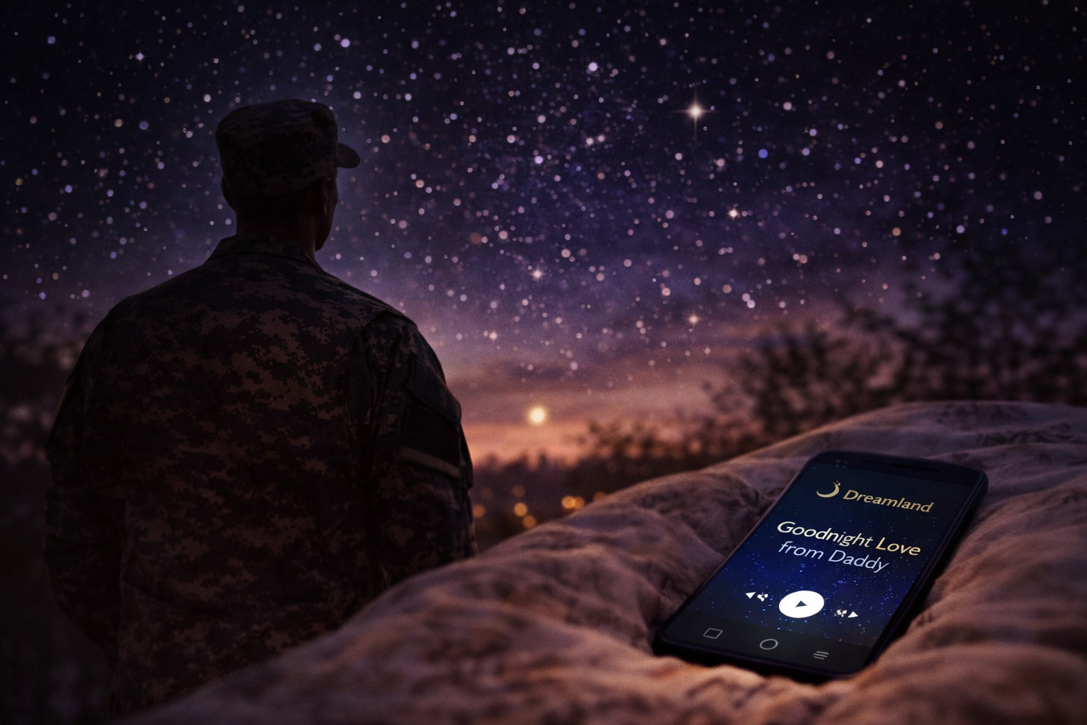 Deployed parent recording bedtime story